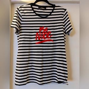 Hallhuber Black and White Striped T-Shirt